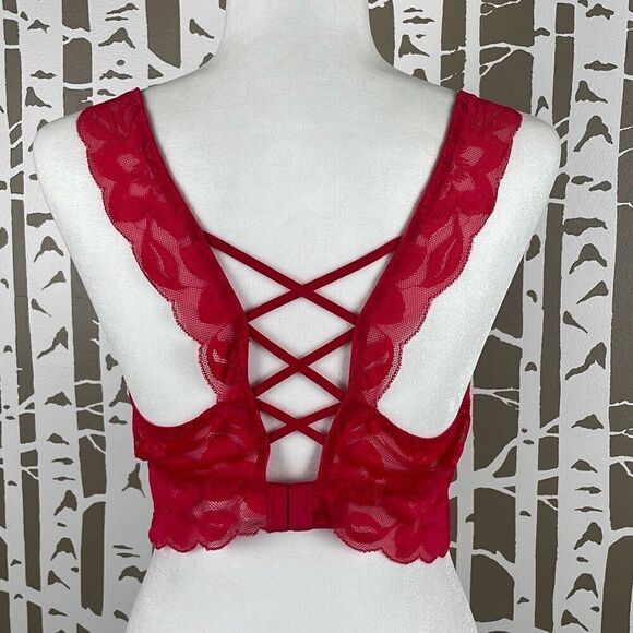 PINK Victoria’s Secret Lace Push-Up Bra Red M - Picture 2 of 7